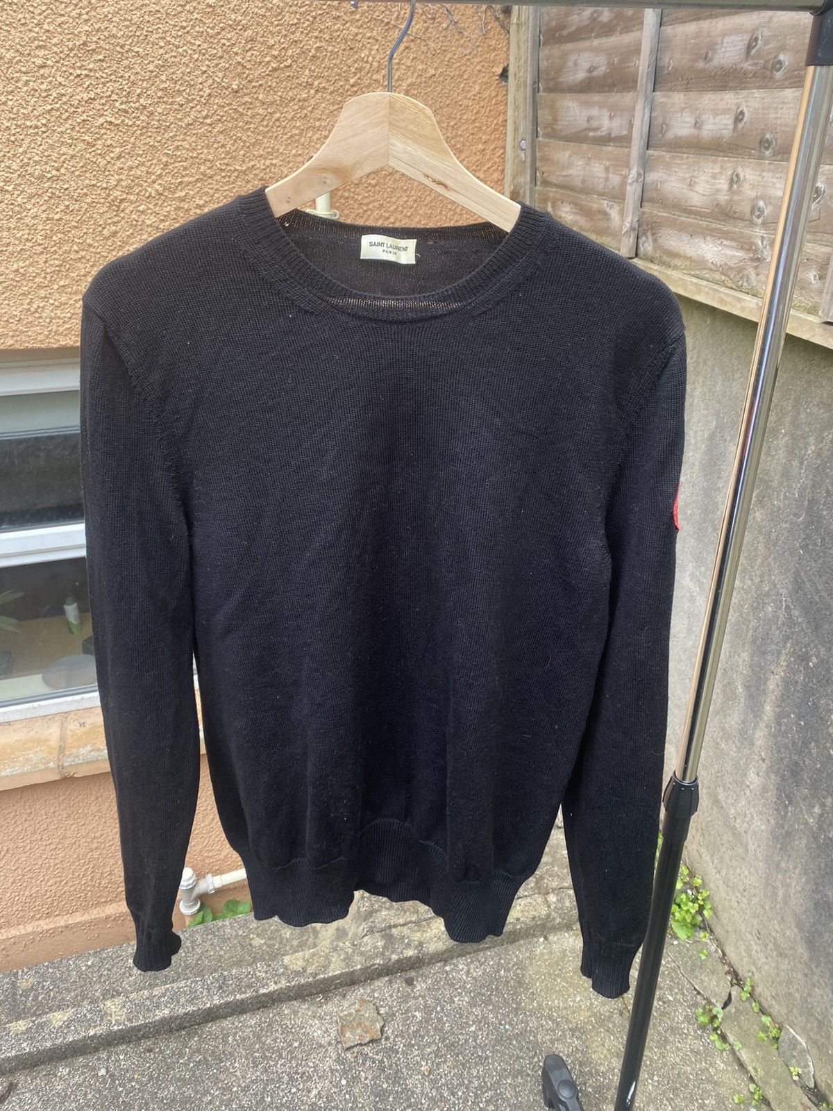 Saint Laurent Paris Saint Laurent Love Patch Wool Sweater Size US S / EU 44-46 / 1 - 1 Thumbnail