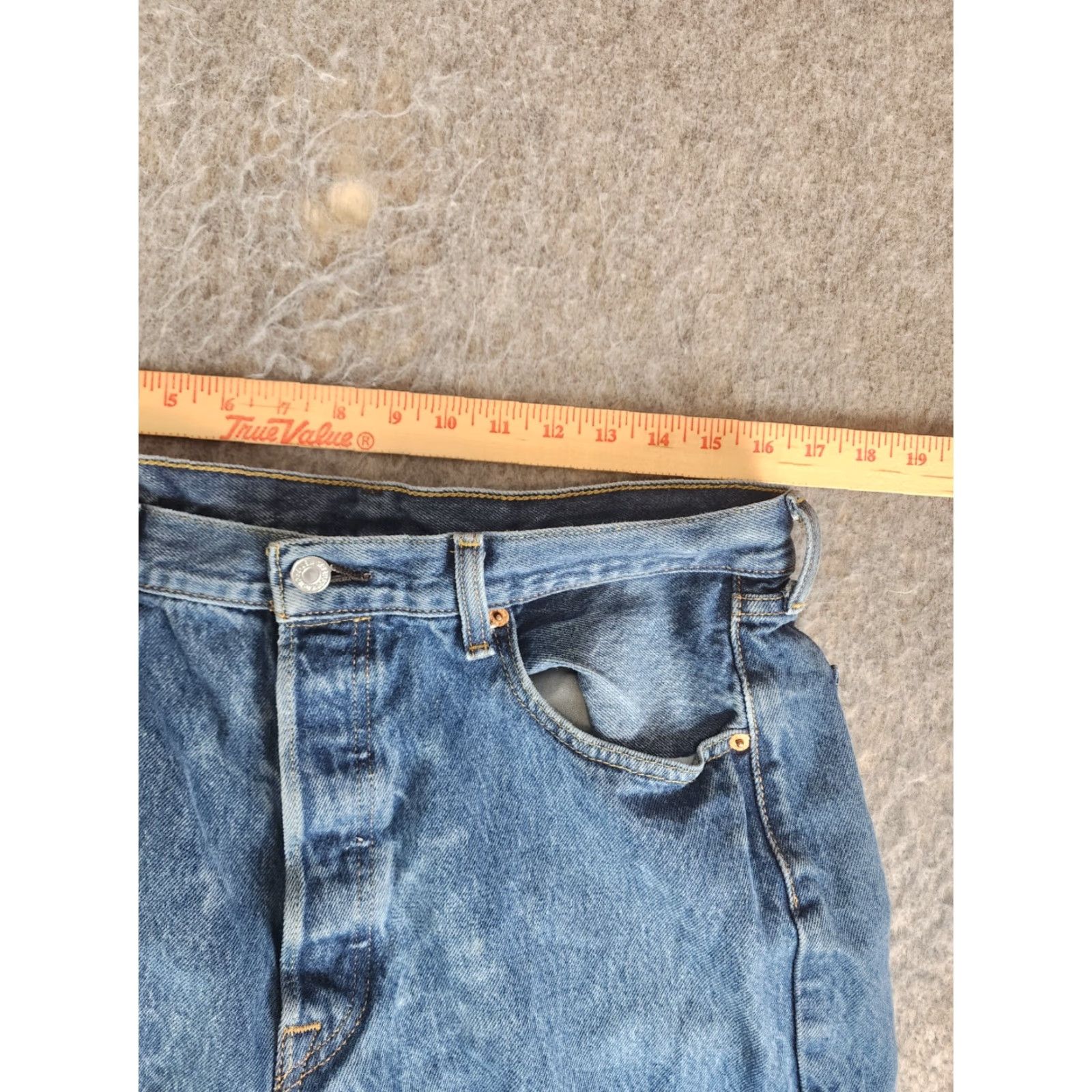 Levi's Levis 501 Jeans Mens 34x29 34x32 Blue Button Fly Straight Distressed Regular Fit Denim 5-Pocket Levi'S 501 Series Mens Jeans City USA Size US 34 / EU 50 - 6 Thumbnail