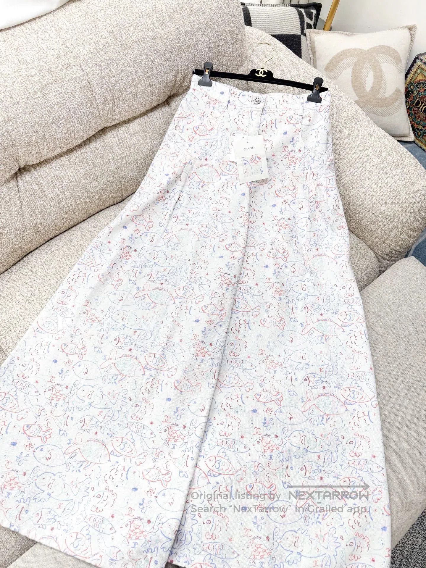 Chanel Chanel 25C Graffiti Fish Print Wide-Leg Pants. Size US 38 / EU 54 - 1 Thumbnail