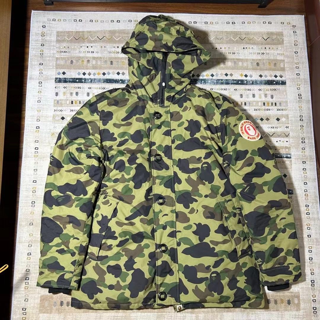 image of Bape 1St Camo Down Hoodie Jacket in Green, Men's (Size 2XL)