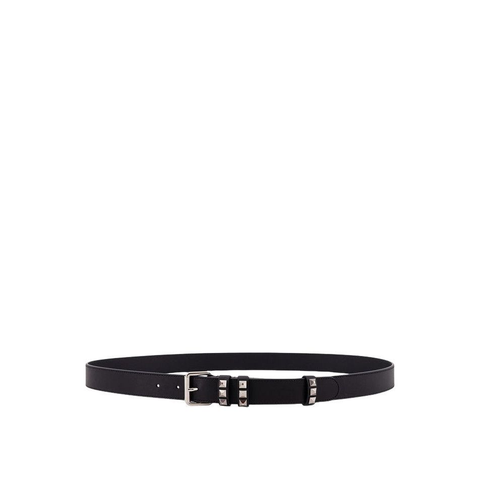 VALENTINO GARAVANI Men's Flaneuse Black Studded 30mm Belt Ne