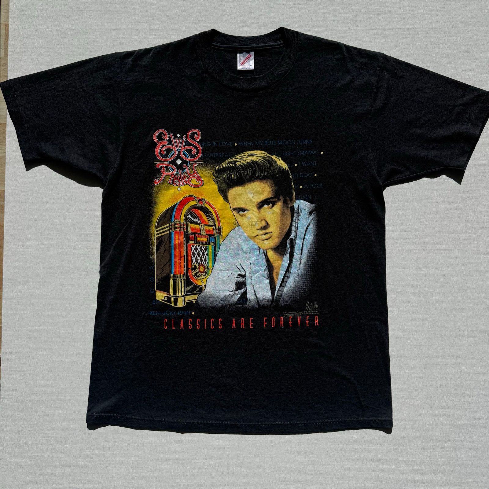 Jerzees Vintage 1992 Elvis Presley T-Shirt Single Stitch Large Size US L / EU 52-54 / 3 - 1 Thumbnail