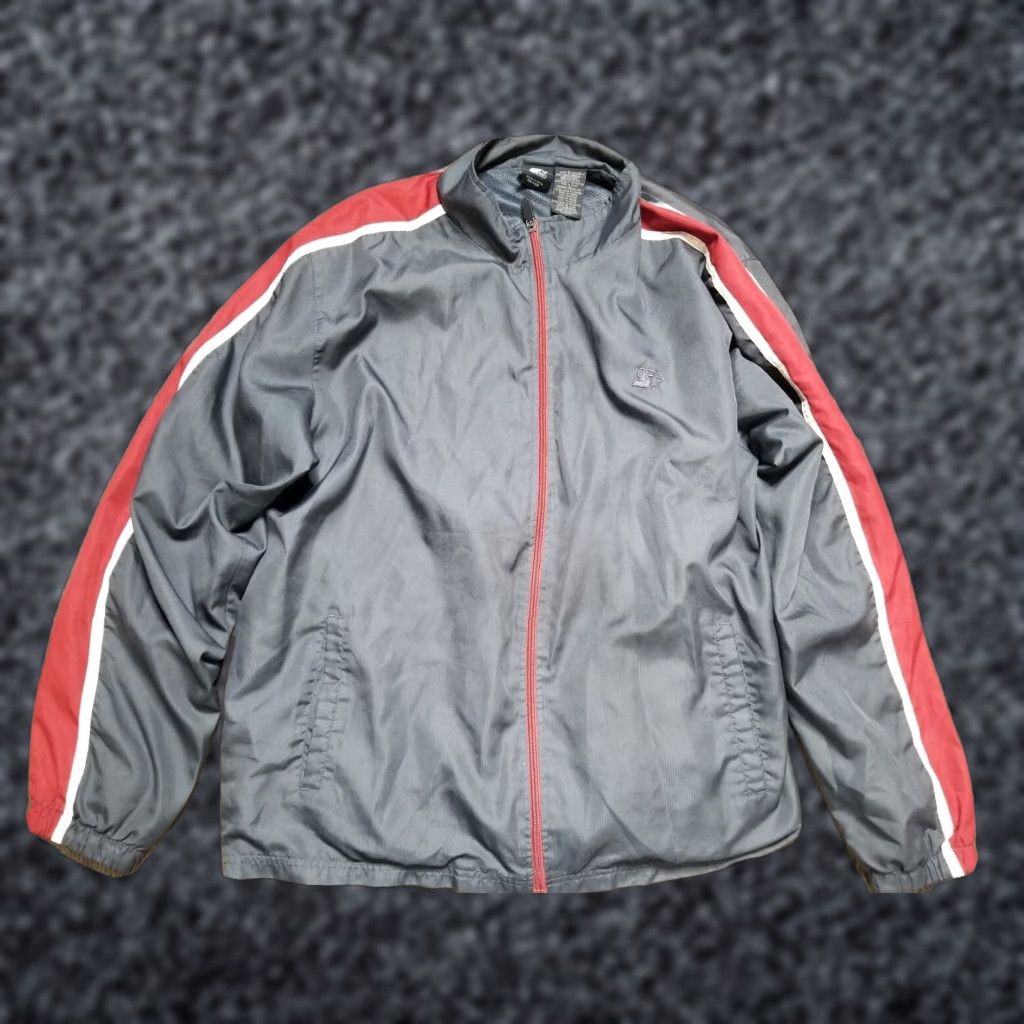 Starter VINTAGE Starter Jacket Windbreaker Nylon Gray Size XL Men's Regular Full Zip Lightweight Casual Jacket Size US L / EU 52-54 / 3 - 1 Thumbnail