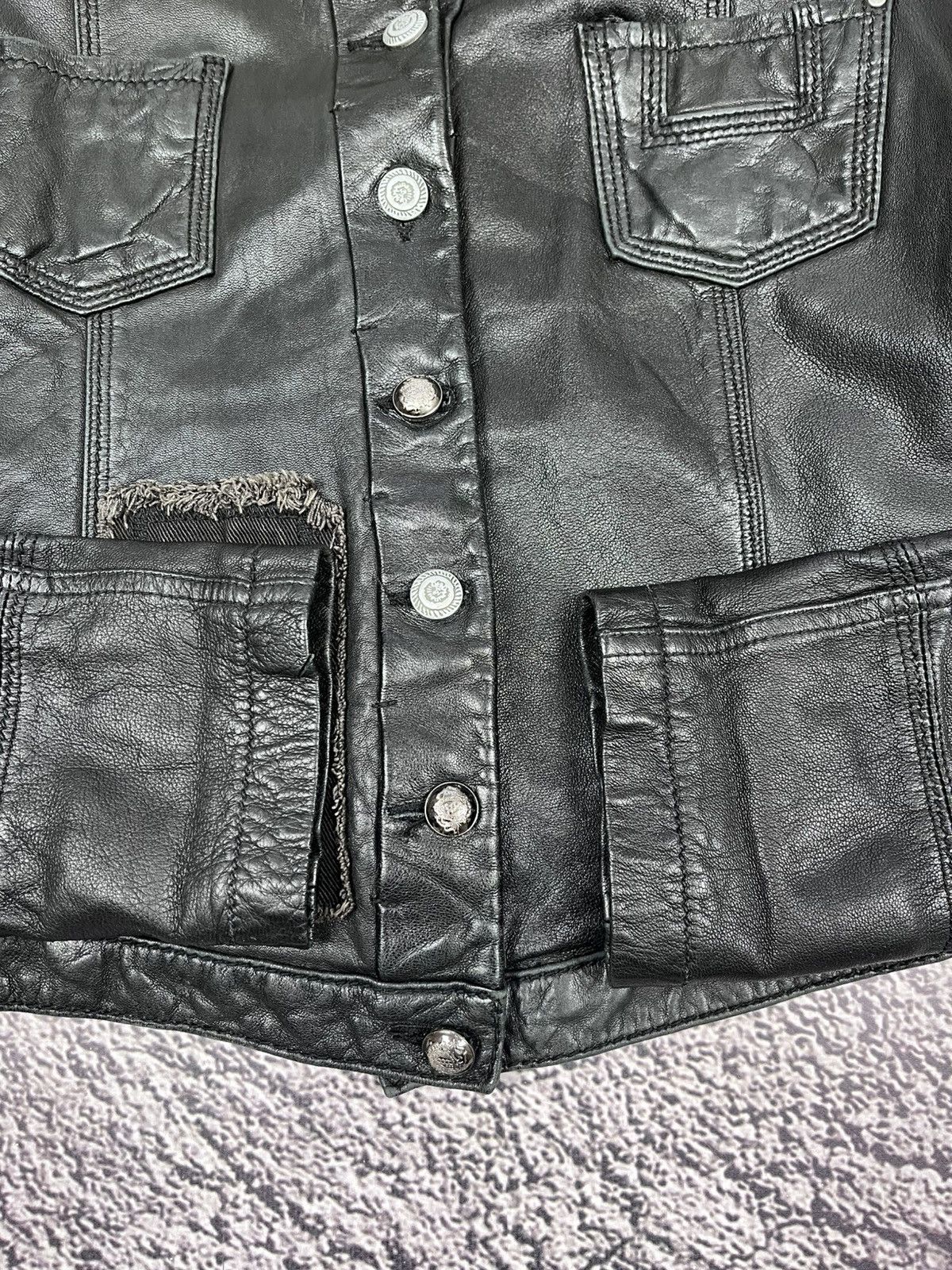 Marithe + Francois Girbaud MARITHE FRANÇOIS GIRBAUD Avant Garde Cropped Leather Jacket Size S / US 4 / IT 40 - 10 Thumbnail