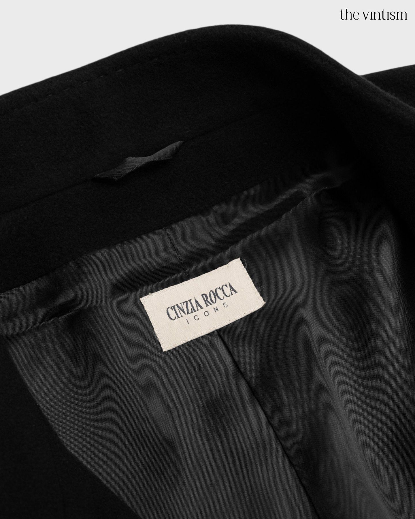 Cinzia Rocca Cinzia Rocca Black 90% Virgin Wool & Cashmere Coat IT 46 Size XL / US 12-14 / IT 48-50 - 7 Thumbnail