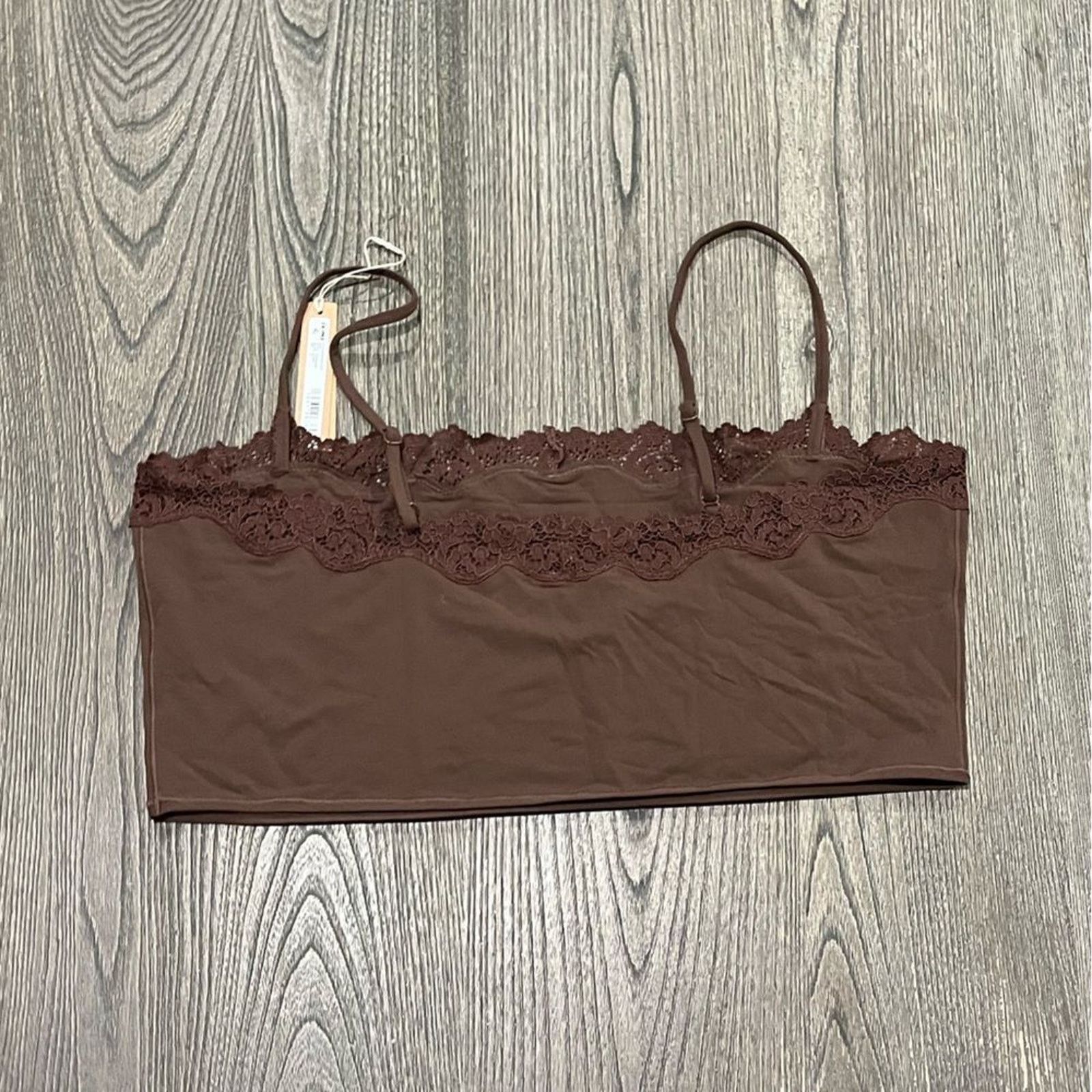 SKIMS Skims Fits Everybody Lace Cropped Cami Top Cocoa 4X Size 4XL / US 24-26 - 4 Thumbnail