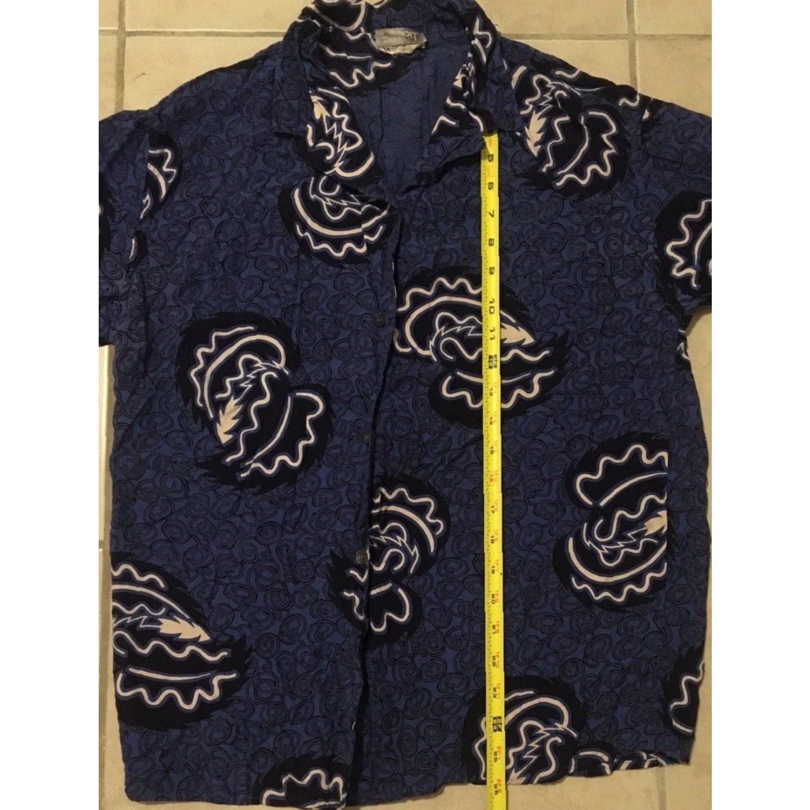 Esprit Vtg 90s Esprit Abstract Art All Over Print Button-Up Women’s M Blue Shirt Size M / US 6-8 / IT 42-44 - 5 Thumbnail