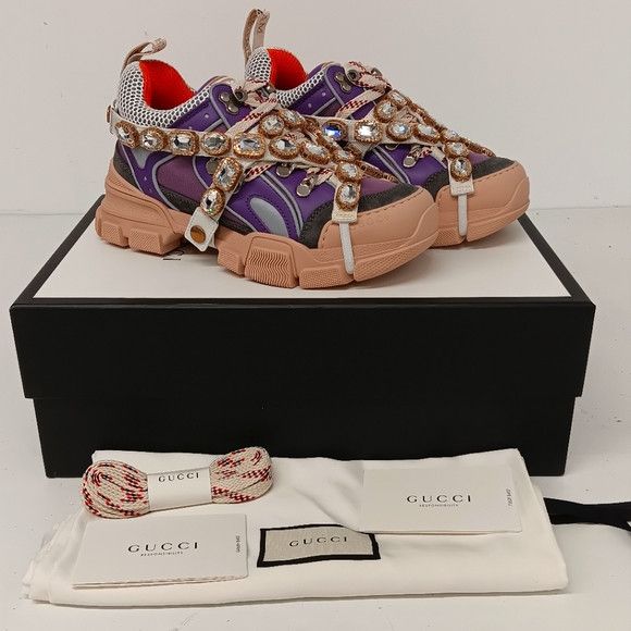 Gucci GUCCI Women's 'Lavender' Flashtreks w/ Crystals - EU36/US6 Size US 6 / IT 36 - 1 Thumbnail