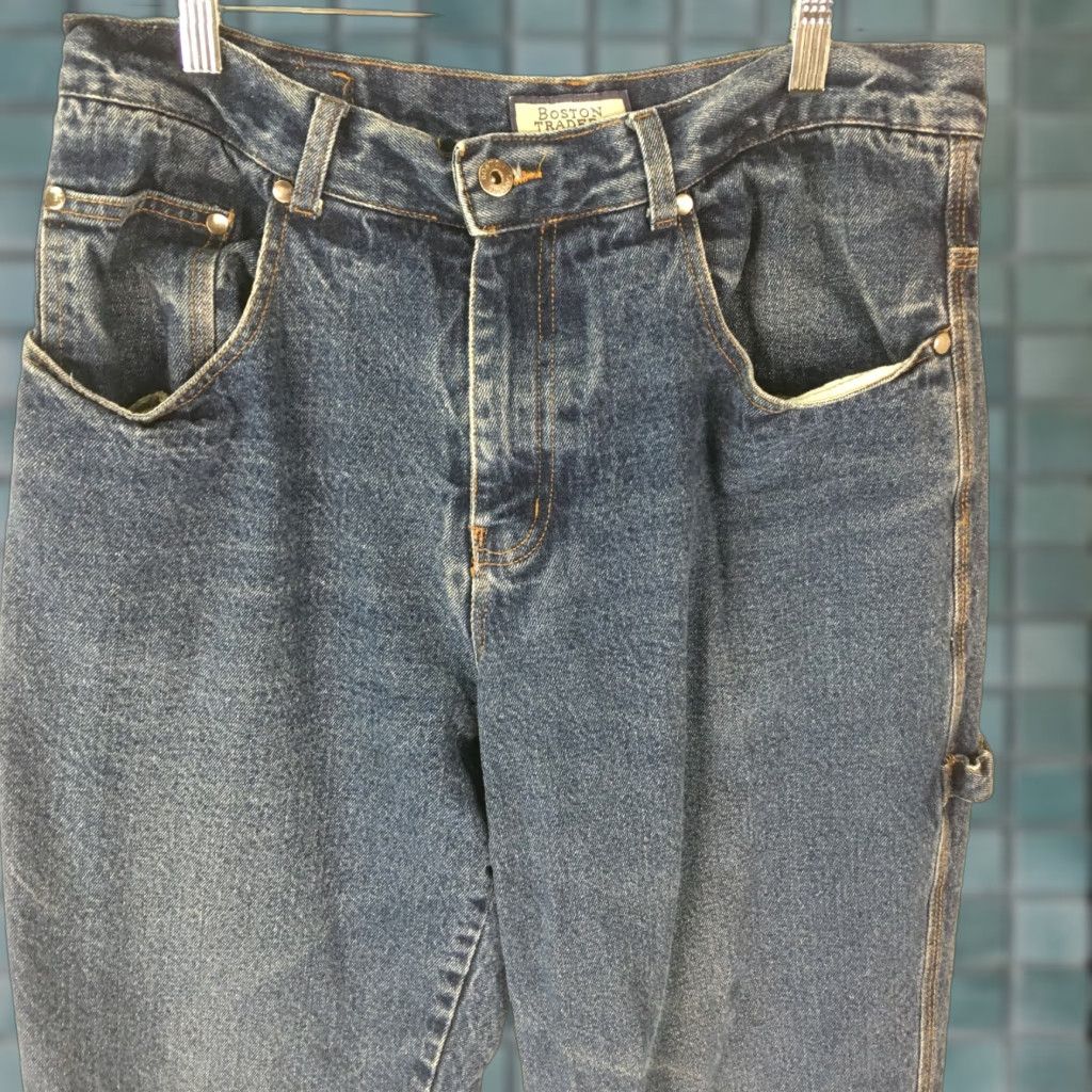 Vintage Boston Traders Mens Jeans Cargo Pocket Denim Lined Bootcut Regular Work Pants 34x30 Blue Pattern Solid 90s Theme Work Size US 34 / EU 50 - 1 Thumbnail