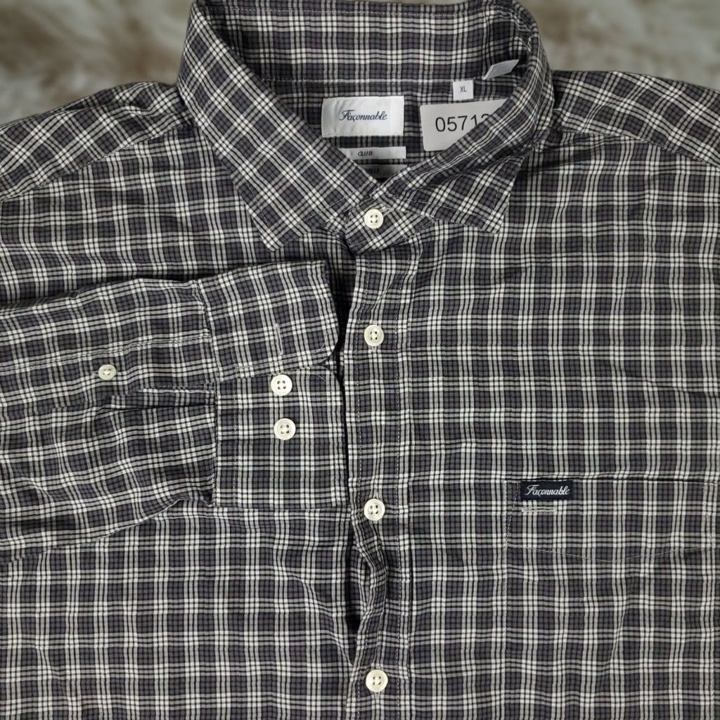 Faconnable Façonnable Button-Up Shirt Mens XL Gray Plaid Long Sleeve Casual Size US XL / EU 56 / 4 - 1 Thumbnail