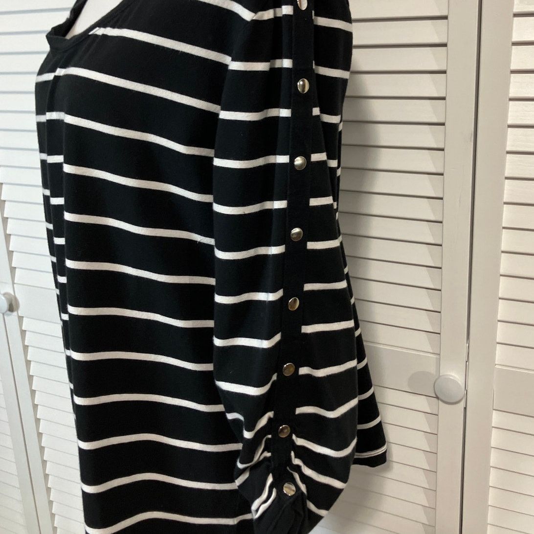 Other Susan Graver Black White Striped Tunic Blouse 1X Size XL / US 12-14 / IT 48-50 - 5 Thumbnail