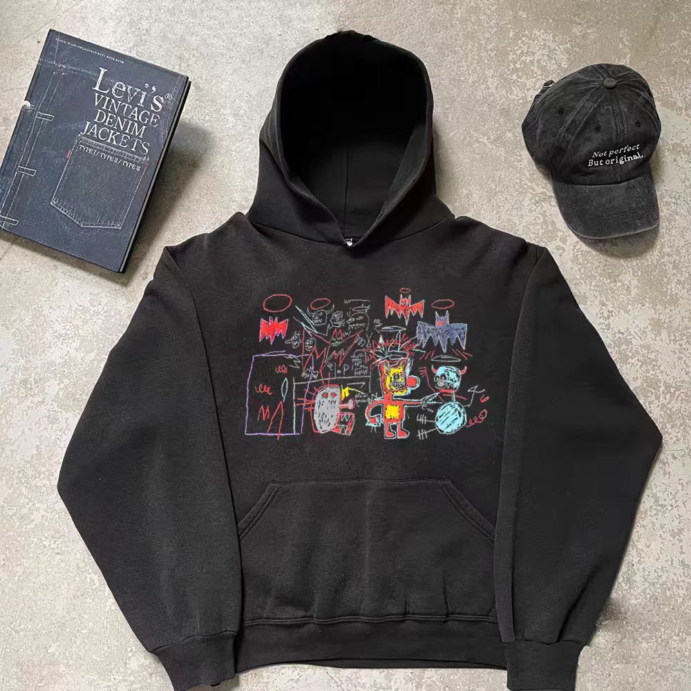 Japanese Brand × Vintage Black washed vintage mechanical cat print hoodie Size US L / EU 52-54 / 3 - 1 Thumbnail