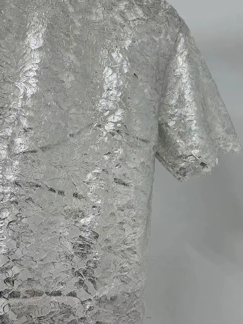 Valentino Valentino Silver lace short-sleeved T-shirt Size M / US 6-8 / IT 42-44 - 3 Thumbnail