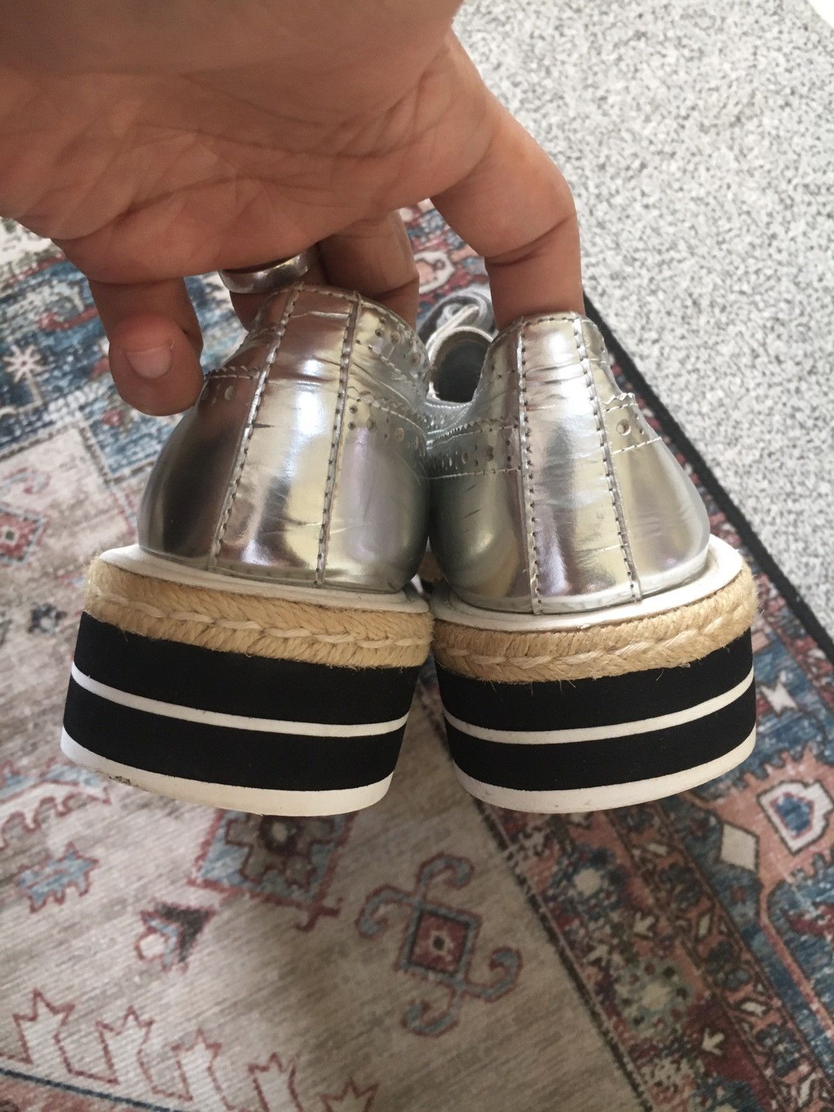 Prada Prada Platform Lace Up Silver Brogues Wedges Size US 9 / IT 39 - 7 Thumbnail