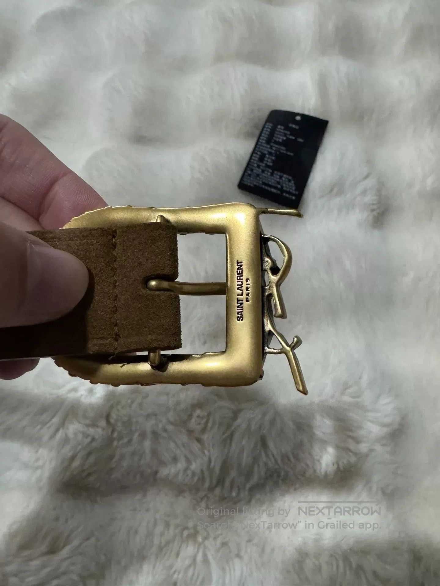 Saint Laurent Paris Saint Laurent SLP Gold Engraved Logo Belt. Size ONE SIZE - 5 Thumbnail