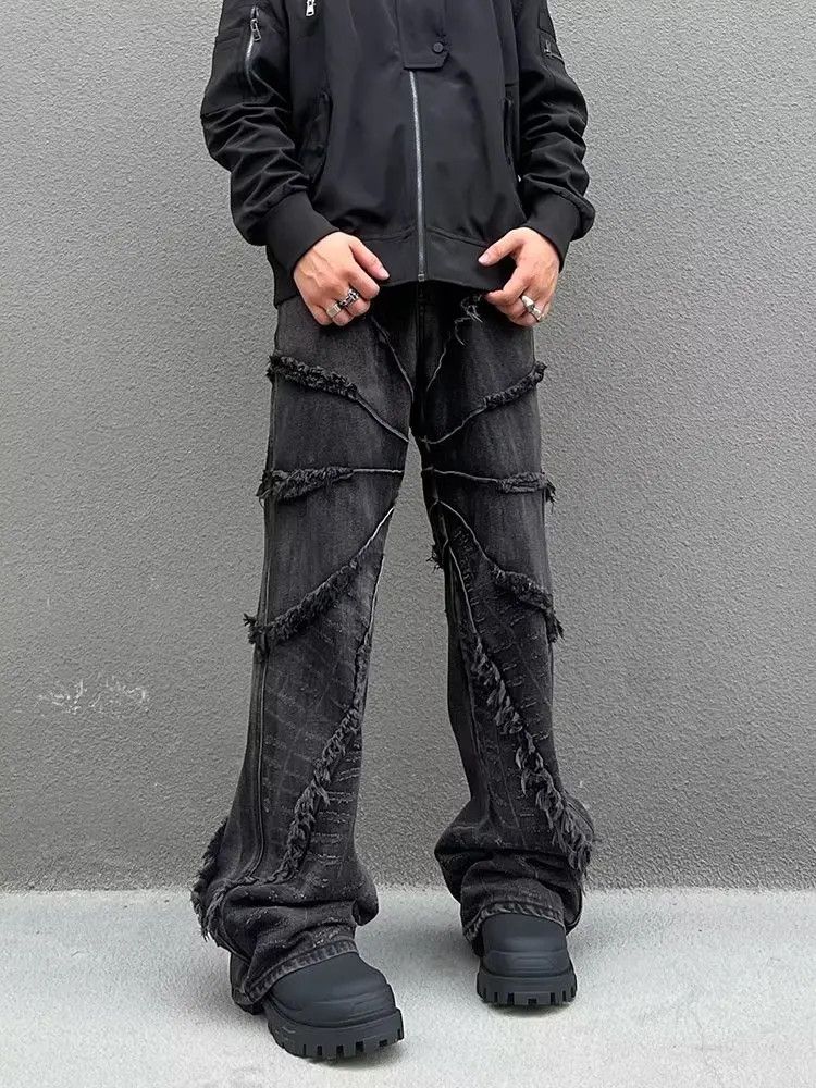 Designer × Japanese Brand Washed Black Baggy Stacked Jeans Size US 33 - 2 Thumbnail