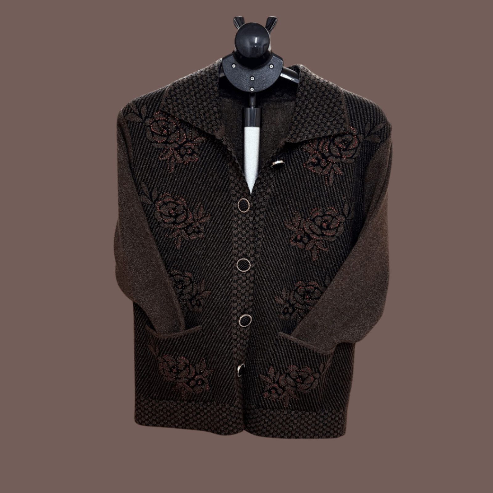 Vintage VTG Floral Jacket | Brown Button Down | 90s Grannycore Size M / US 6-8 / IT 42-44 - 1 Thumbnail