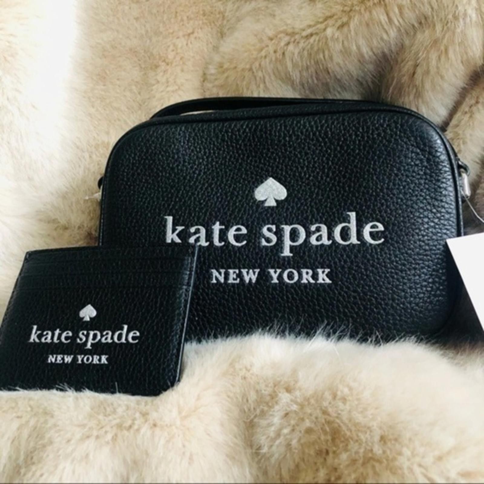 Kate Spade Glitter Logo Camera Bag With Wallet Nwt in Black, Women's