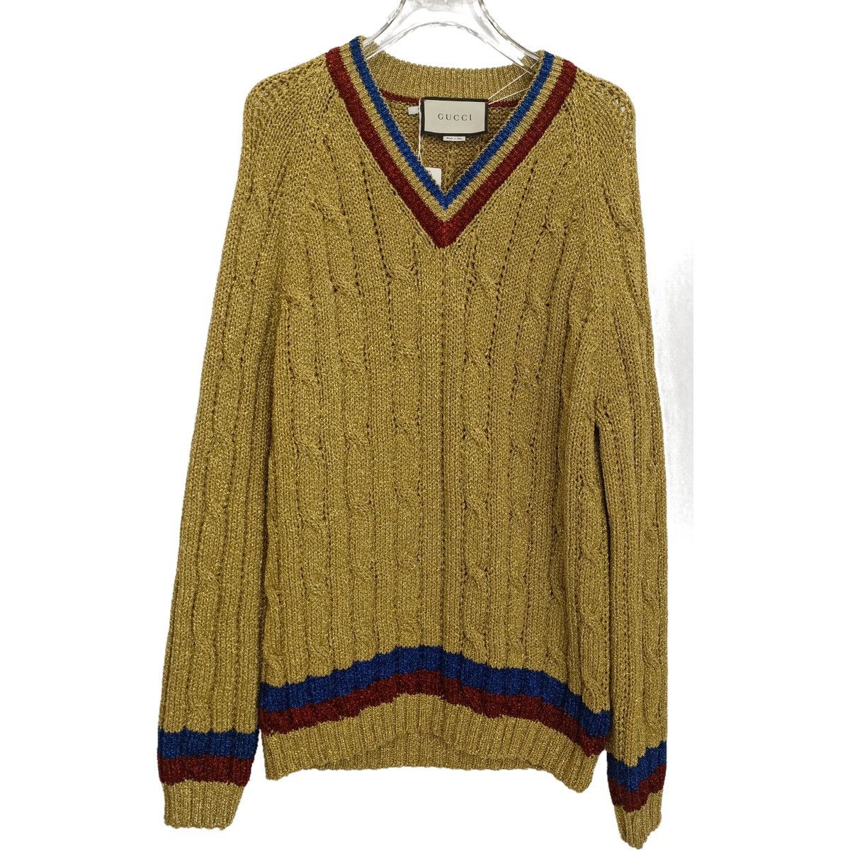 Gucci Gucci Striped Lurex V-neck Long Sleeve Knit Sweater K26WX Size M / US 6-8 / IT 42-44 - 1 Thumbnail