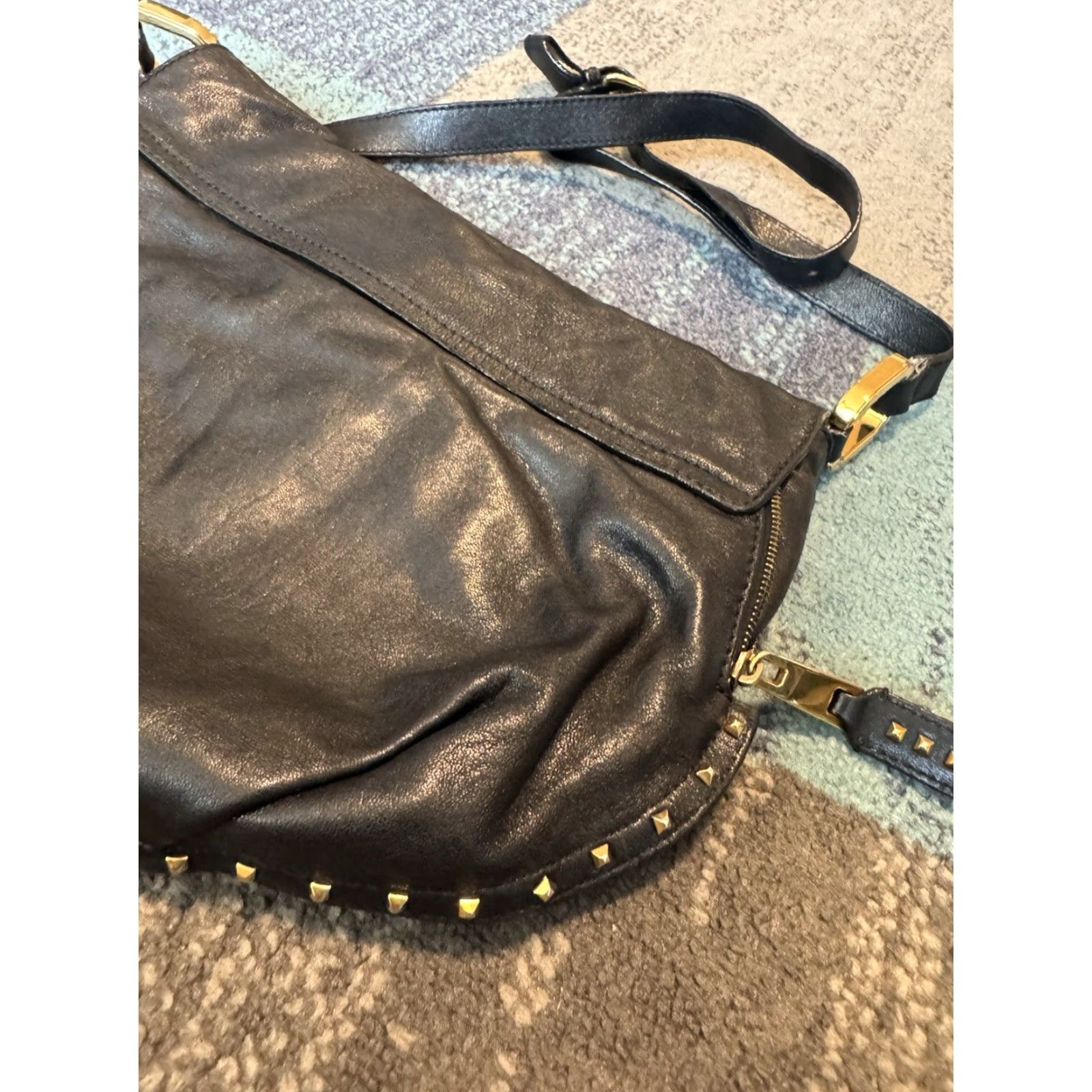 Marc Jacobs VINTAGE MARC JACOBS Shoulder Bag Studded Leather Made In Italy Black Women Adult Regular Leather Brown Accent Zipped Magnetic Closure Size ONE SIZE - 7 Thumbnail