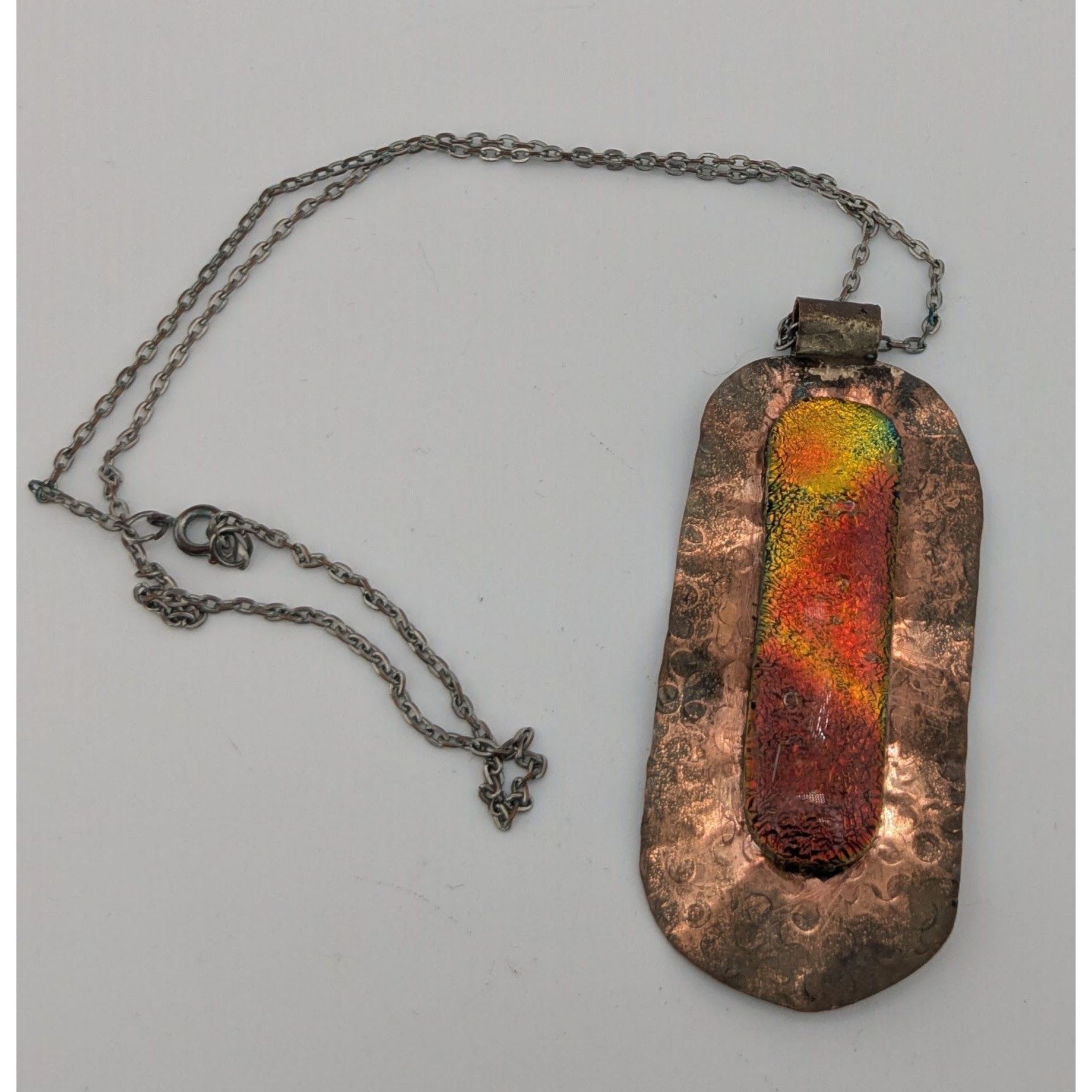 Handmade Vintage Handmade Brutalist Dichroic Glass Pendant Necklace Size ONE SIZE - 6 Thumbnail