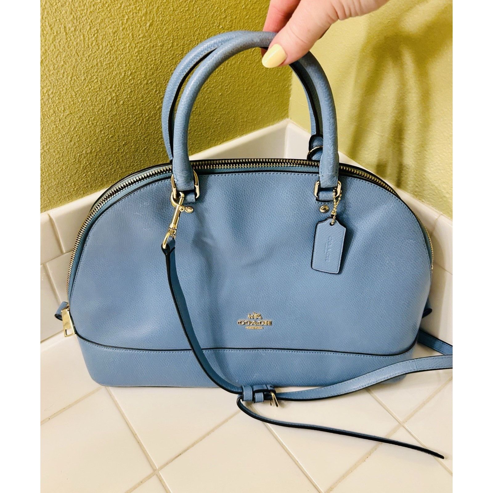 Coach Coach 2Way Lane Pebble Leather Shoulder Bag Blue | Grailed 