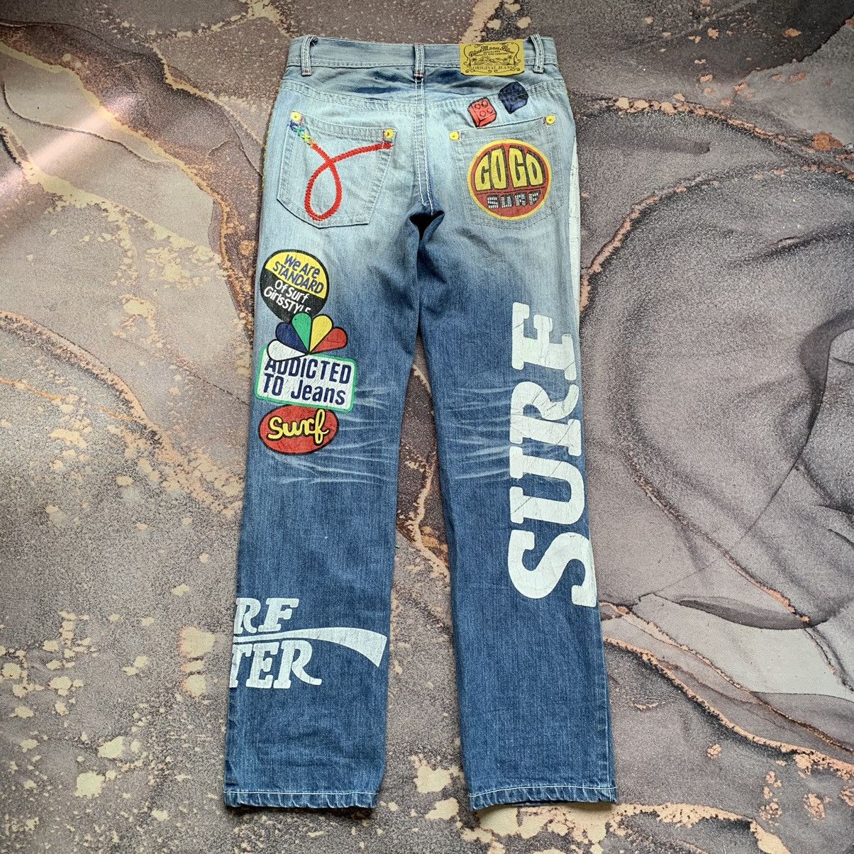 Japanese Brand × Vintage Blue Moon Blue Distressed Jeans Size US 29 - 2 Thumbnail