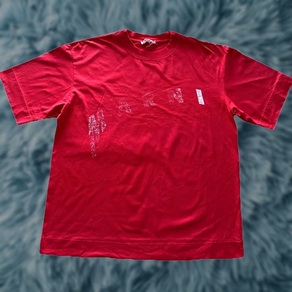 Marni MARNI Shirt Mens Size L Sz Large Red Logo Graphic Faded Crew Neck Short Sleeve T-Shirt Designer Size US L / EU 52-54 / 3 - 1 Thumbnail