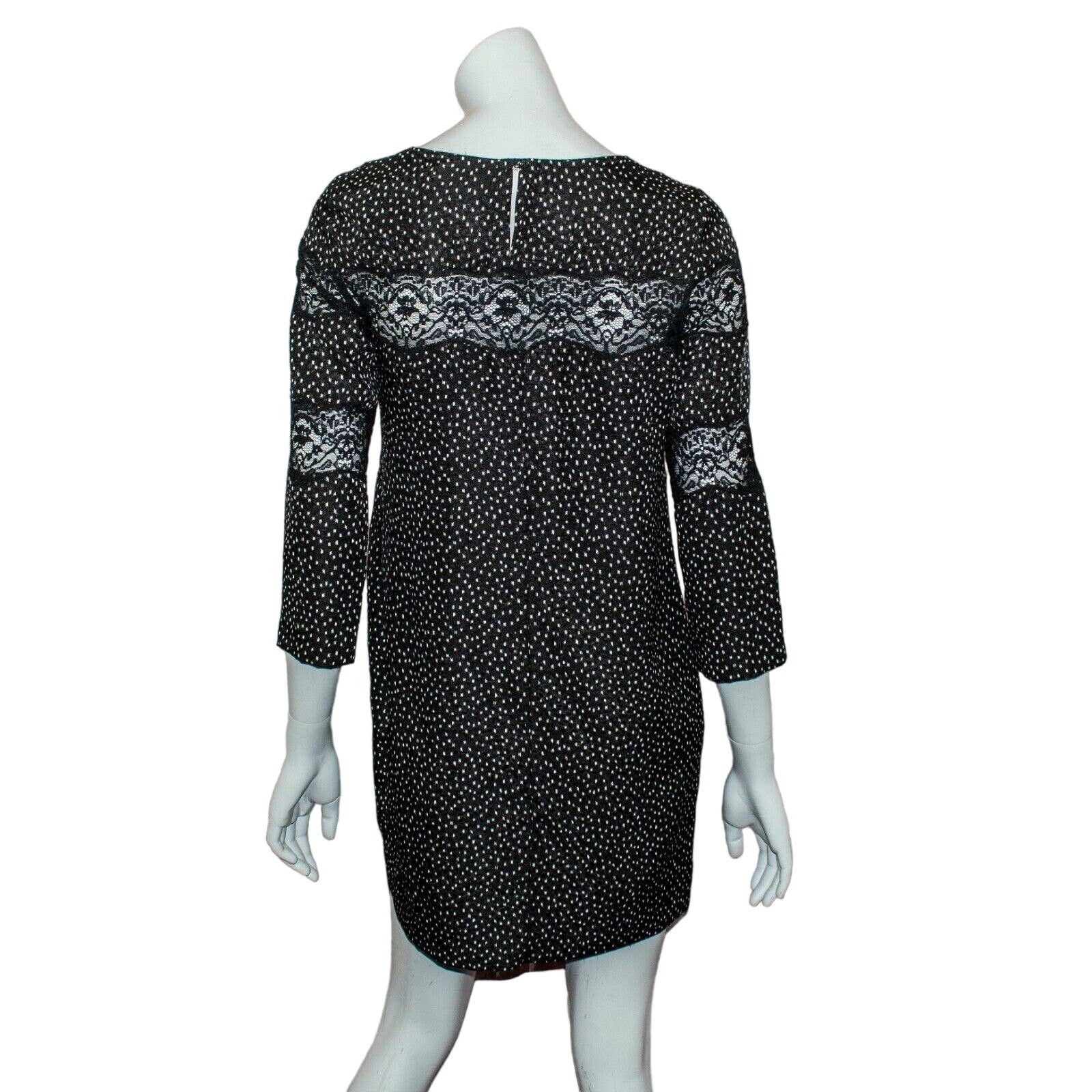 Sandro SANDRO Paris Size 2 Lace Trim Shift Dress Black Print Size XS / US 0-2 / IT 36-38 - 3 Thumbnail