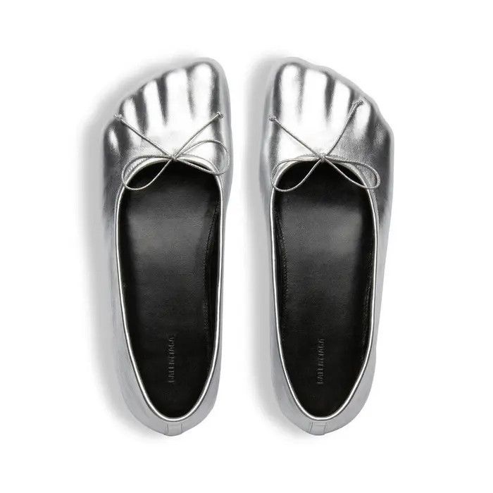 Balenciaga o1in1g0326 Anatomic Ballerinas Metallized in Silver Size US 8 / IT 38 - 6 Thumbnail