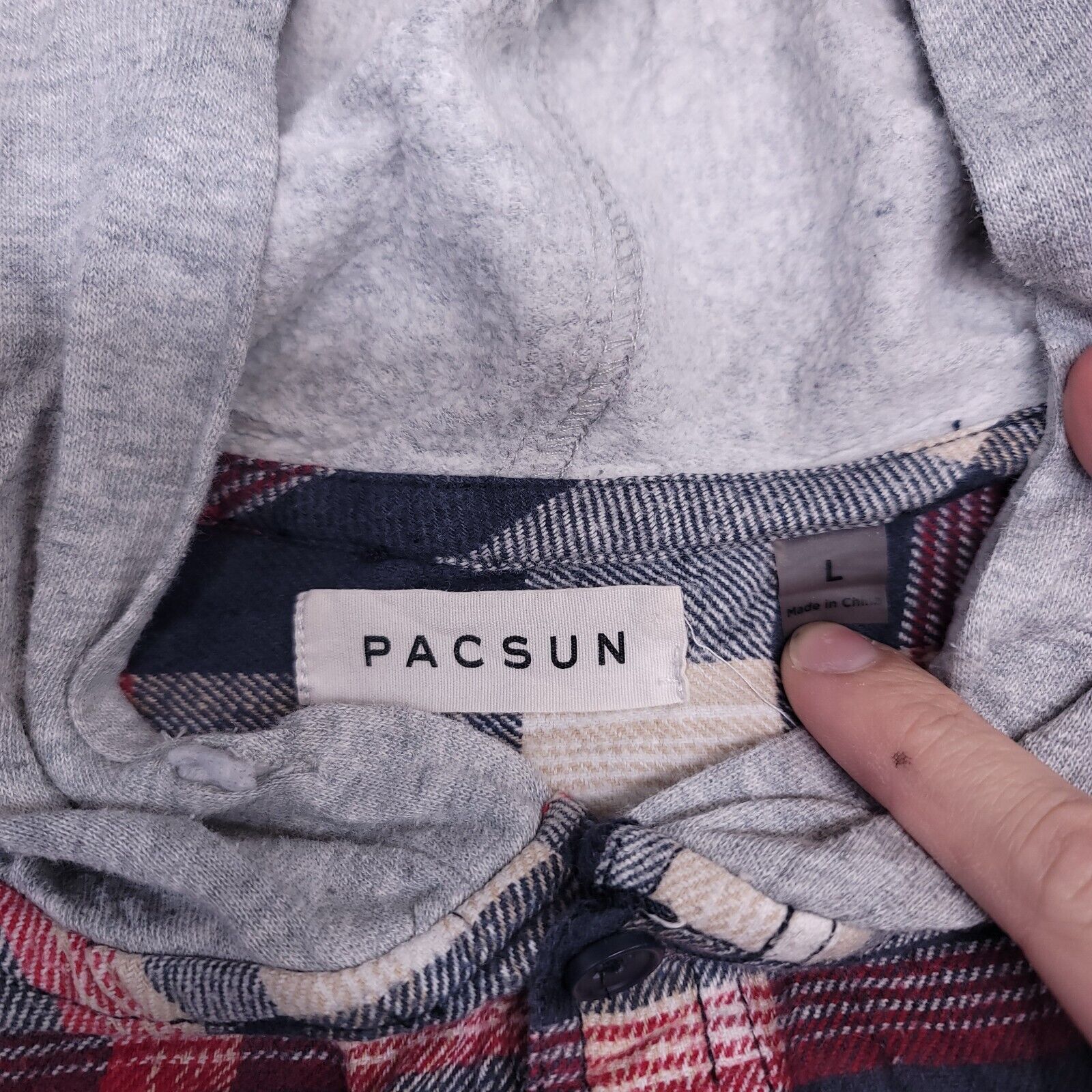 Pacsun PacSun Casual Button Up Hoodie Mens Size Large L Blue Plaid Size US L / EU 52-54 / 3 - 3 Thumbnail