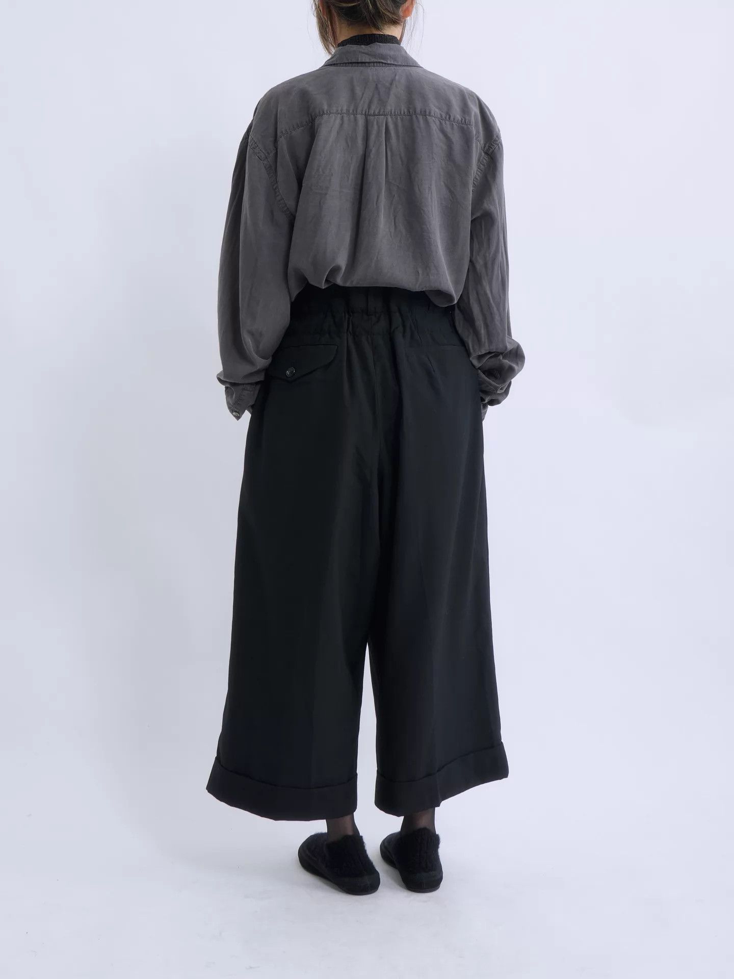 Comme des Garcons CDG Women's Ruffle High-Waist Wide-Leg Wool XS Size 25" / US 0 / IT 36 - 3 Thumbnail