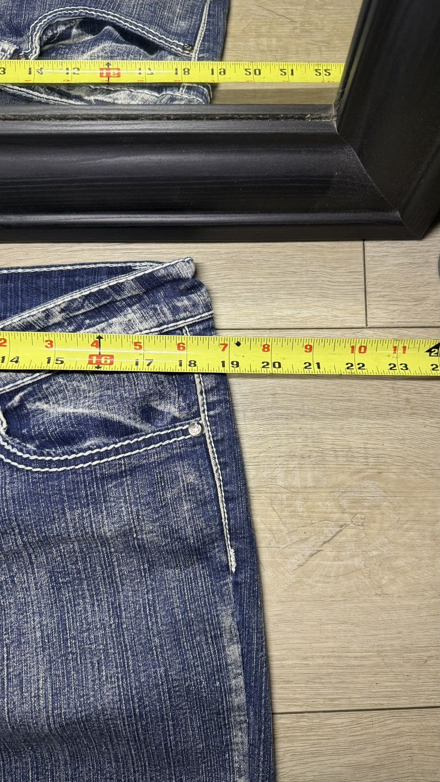 Miss Me Y2K 2000s Women’s Miss Me Style 15 Outlined Heart Denim Jean Size 38" / US 16 / IT 52 - 5 Thumbnail