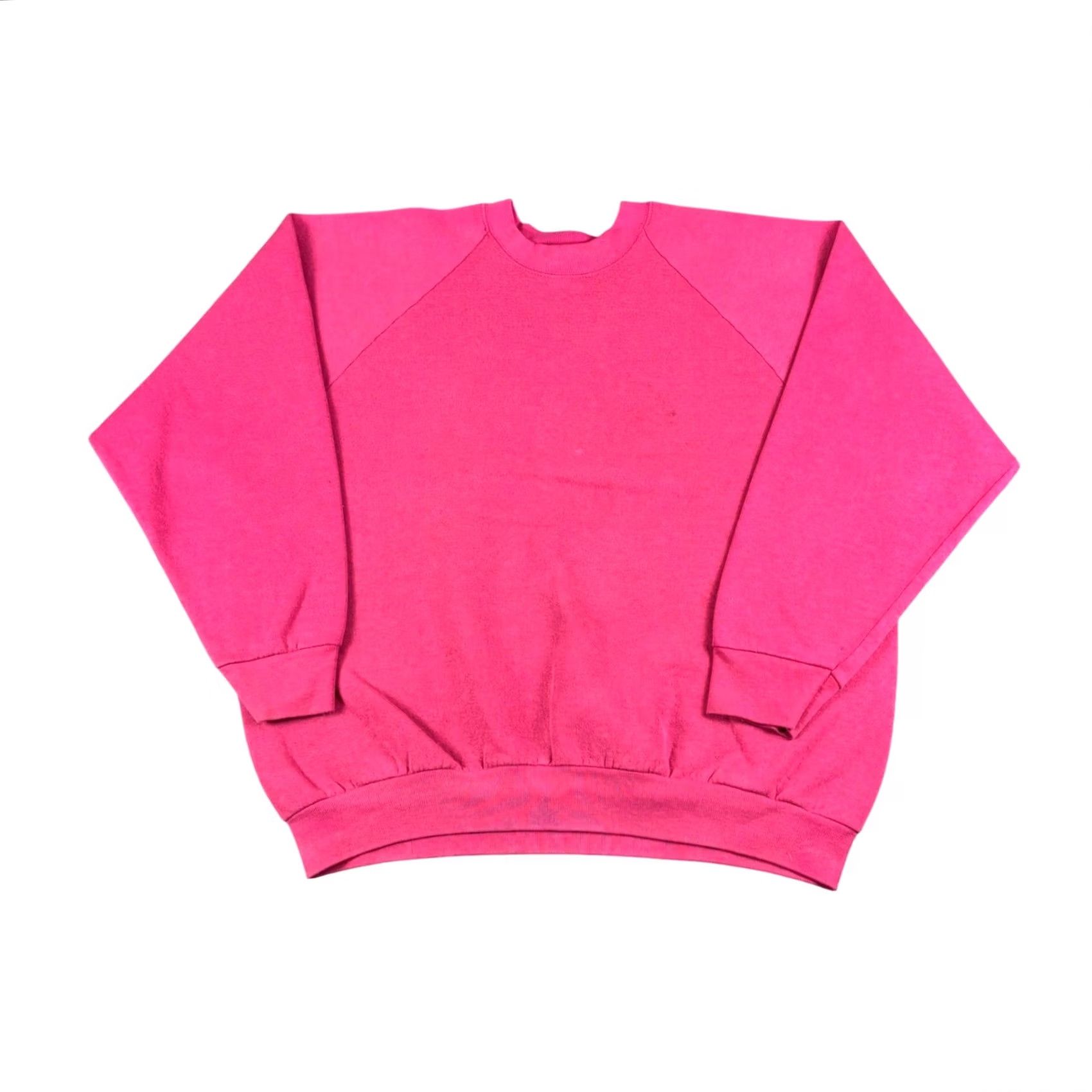 Fruit Of The Loom VINTAGE Fruit of the Loom Raglan Sweatshirt Pink XL Womens Pullover 90s Rounded Neck Long Sleeve/All Seasons Knit Fabric Cotton Lining Size XL / US 12-14 / IT 48-50 - 2 Thumbnail