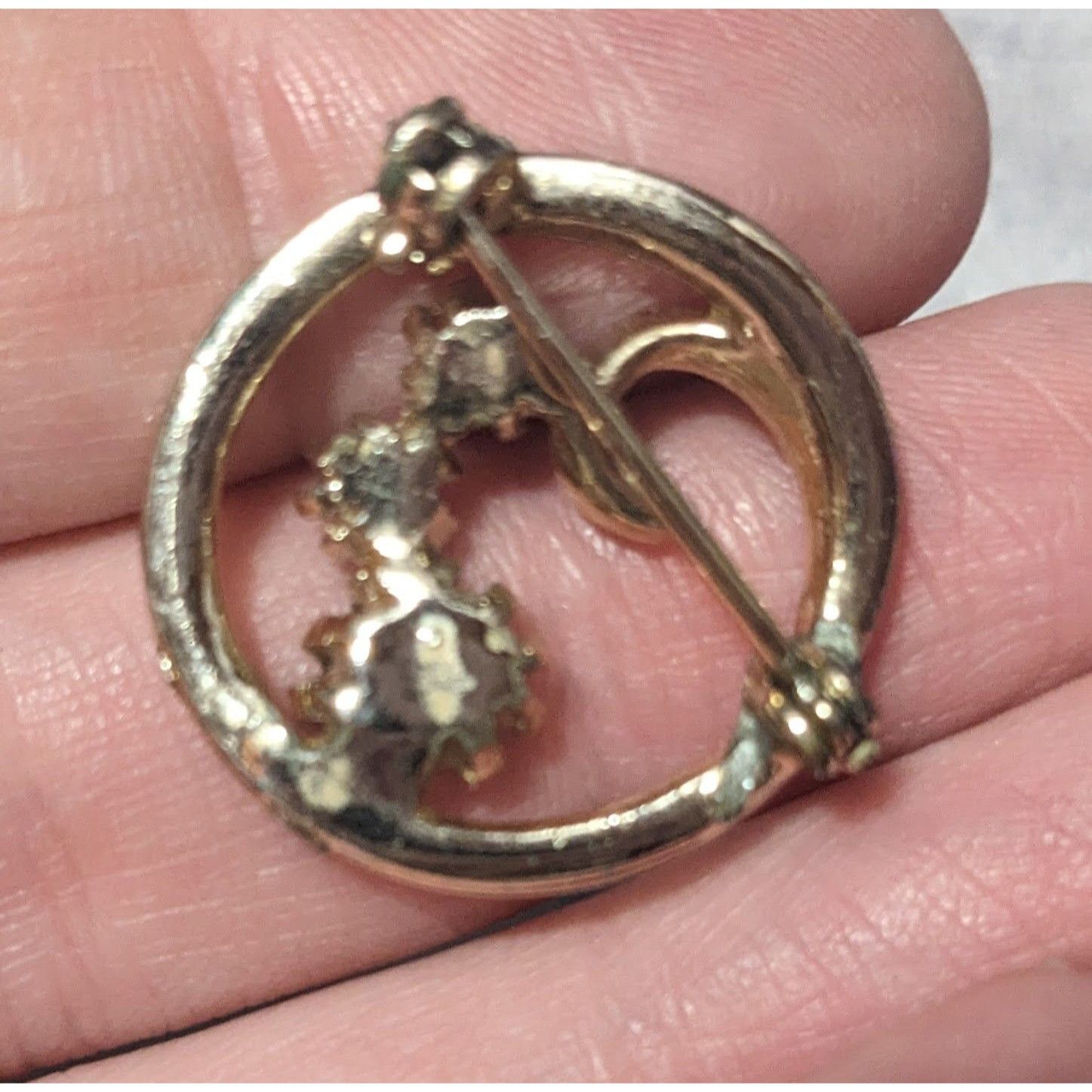 Other Vintage Floral Rhinestone Gold Tone Brooch Size ONE SIZE - 7 Thumbnail