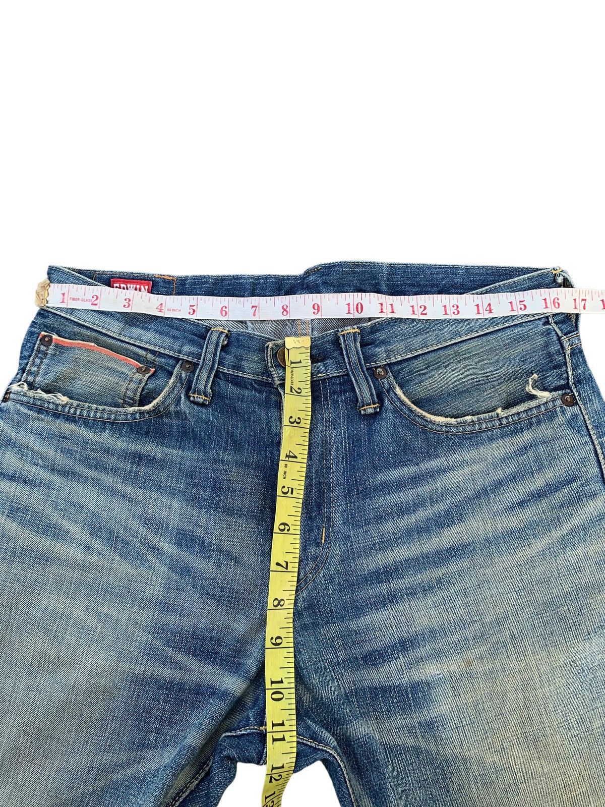 Edwin VINTAGE EDWIN 505zx SELVEDGE BUCKLE BACK DISTRESSED DENIM Size US 33 - 18 Thumbnail