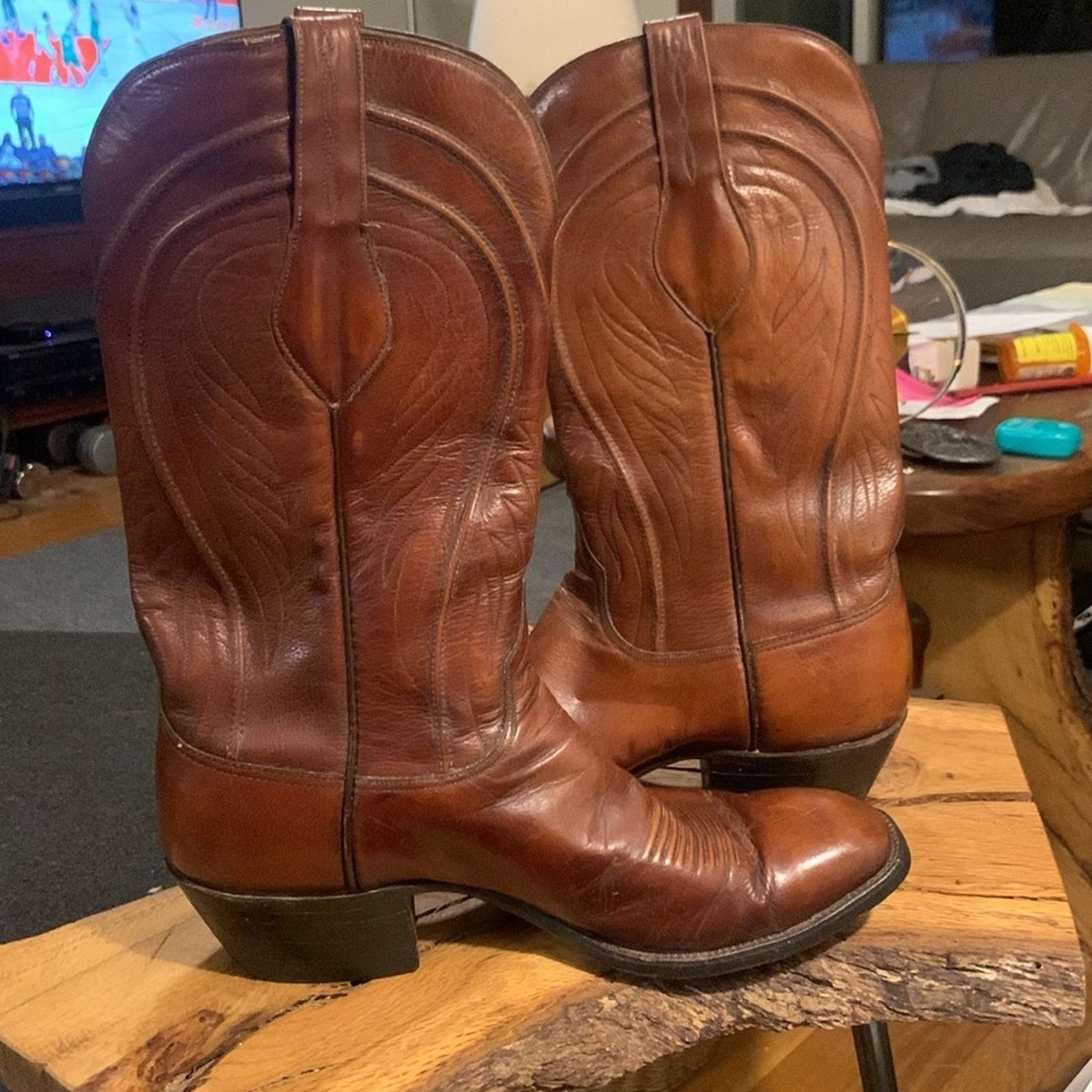 Lucchese Lucchese brown tooled and stitched cowboy boots Size US 10 / EU 43 - 1 Thumbnail