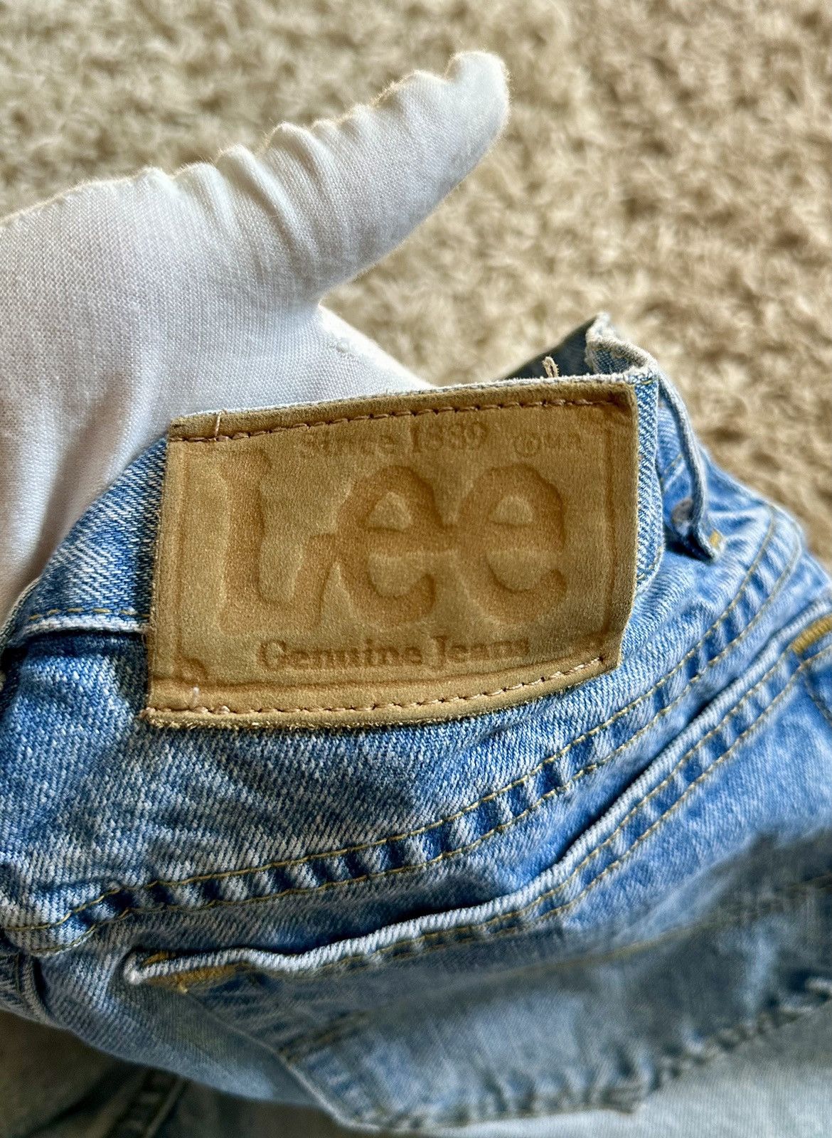 Jean × Lee × Vintage VNTG Lee Denim Jeans Made In USA Streetwear Y2K Rare 90s Size US 31 - 4 Thumbnail