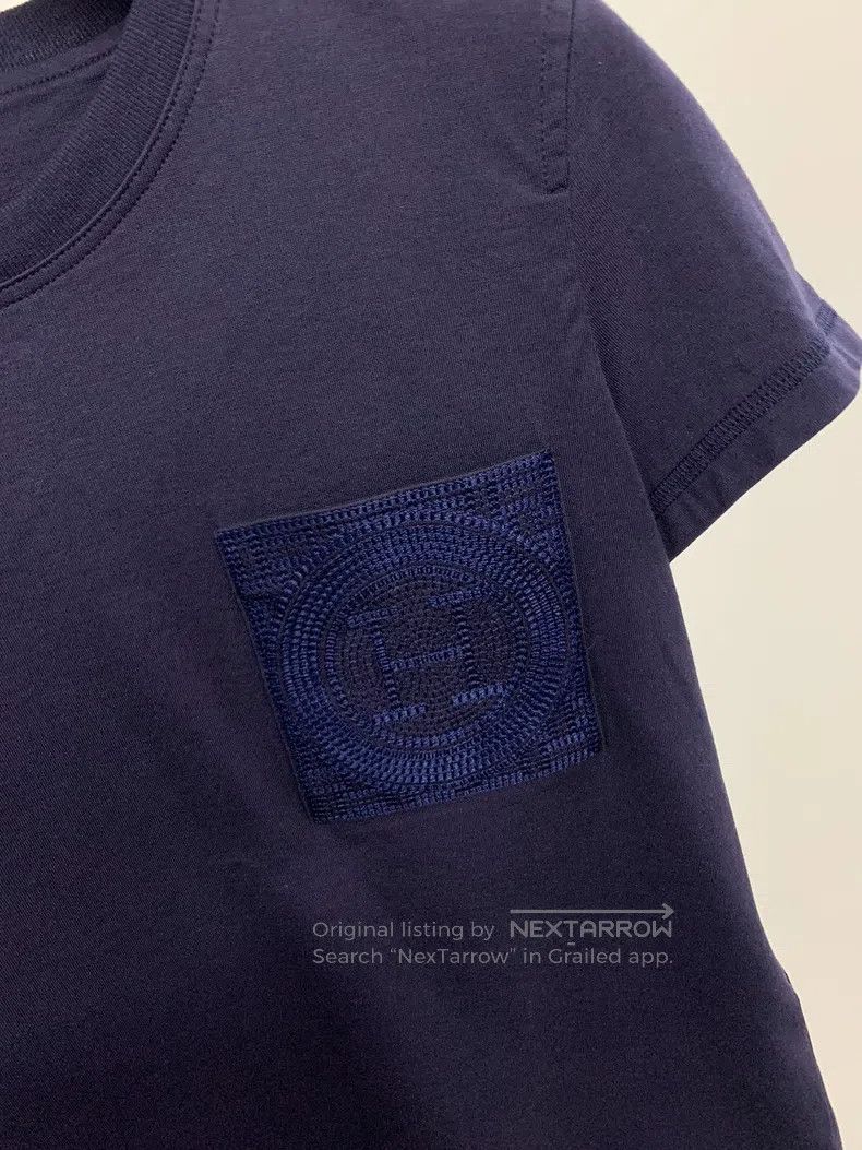 Hermes Hermes Navy blue pocket embroidered short sleeve Size XXS / US 00 / IT 34 - 2 Thumbnail