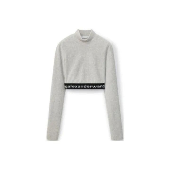 Alexander Wang Alexander Wang Gray Cropped Long Sleeve T-Shirt - Size S / US 4 / IT 40 - 1 Thumbnail