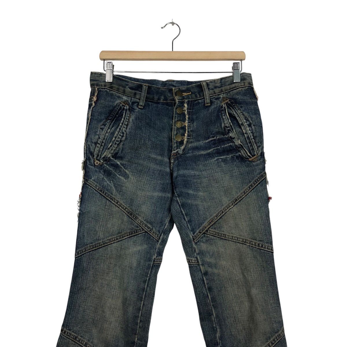 Tornado Mart 📌Bow Cut Design Punk Style Patch Work Style Butterfly Denim Size 32" / US 10 / IT 46 - 5 Thumbnail