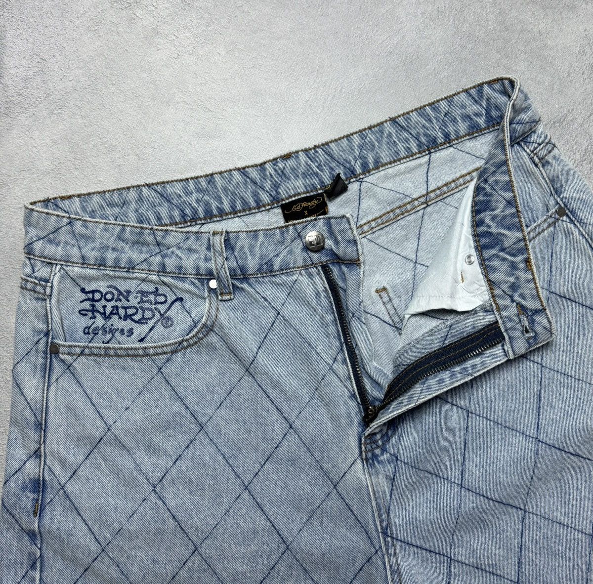 Ed Hardy Ed Hardy X Urban Outfitters Distressed Denim Wide Leg Pants Size US 32 / EU 48 - 9 Thumbnail