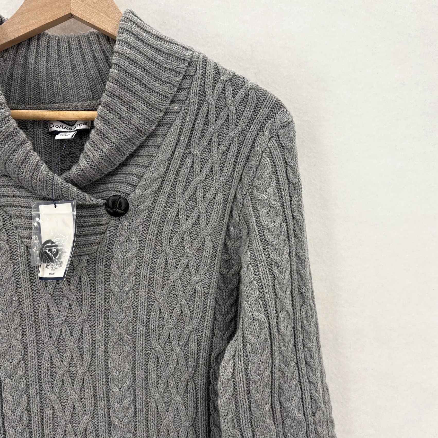 Croft & Barrow Croft & Barrow Sweater Womens XL Gray Cable Knit Shawl Collar Pullover Cozy NWT Size XL / US 12-14 / IT 48-50 - 2 Thumbnail