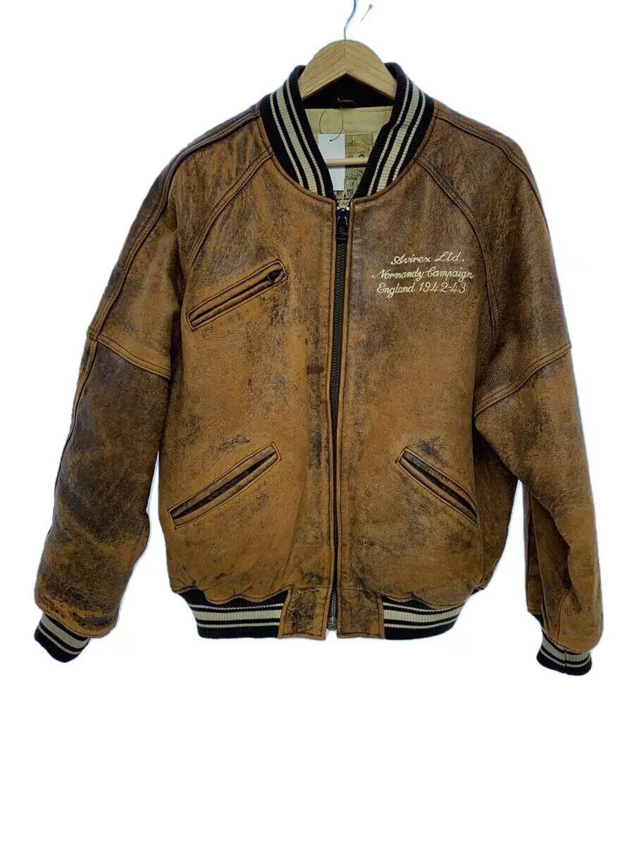 Avirex Avirex Leather Stadium Jacket Brown Size US S / EU 44-46 / 1 - 1 Thumbnail