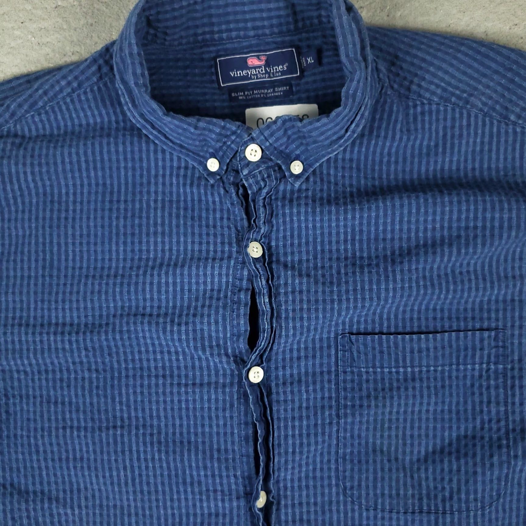Vineyard Vines Vineyard Vines Shirt Mens XL Blue Check Seersucker Button Up Long Sleeve Size US XL / EU 56 / 4 - 2 Thumbnail