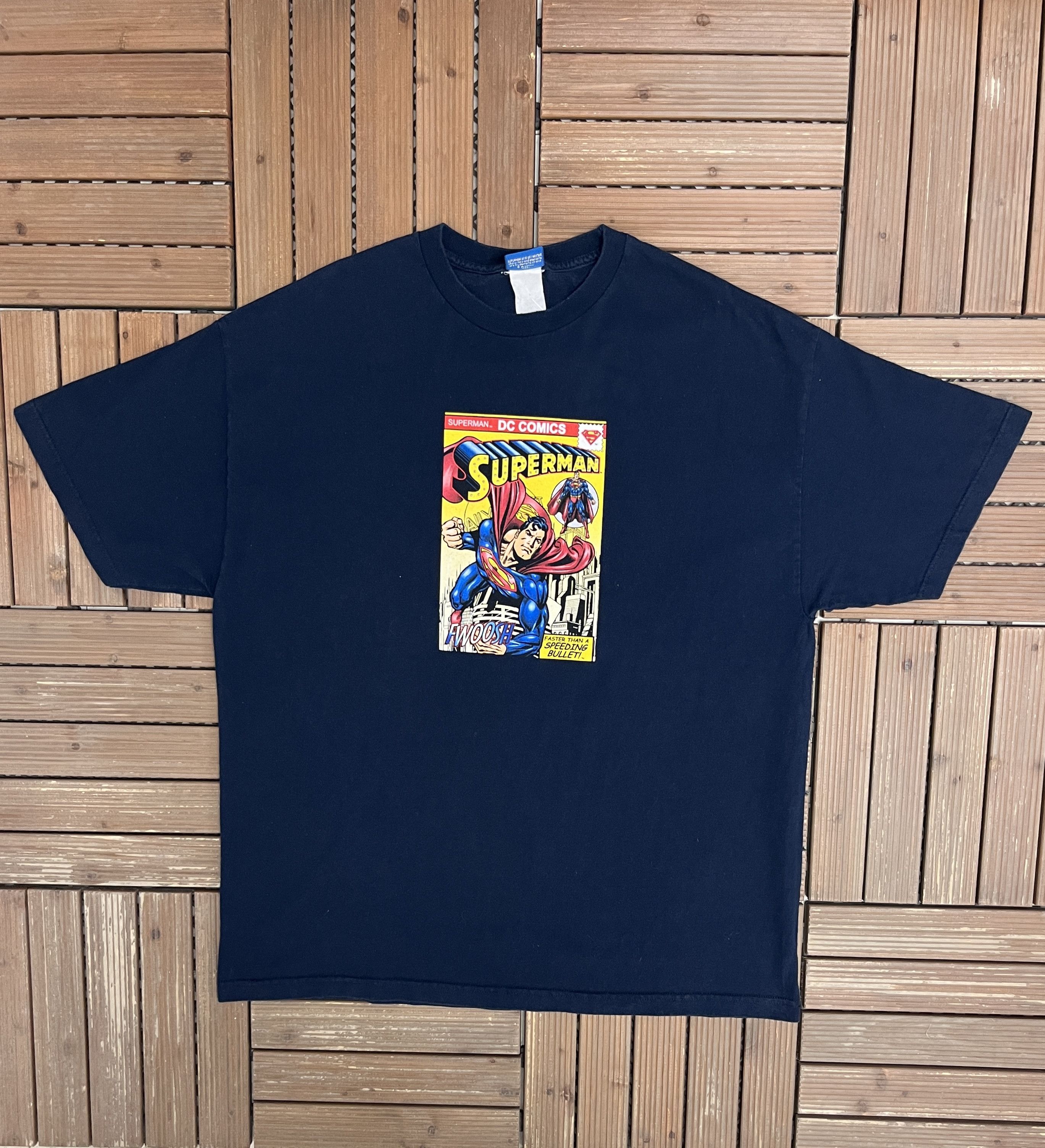 Vintage Superman Faster Than A Speeding Bullet Vintage Blue T-Shirt Size US XXL / EU 58 / 5 - 1 Thumbnail