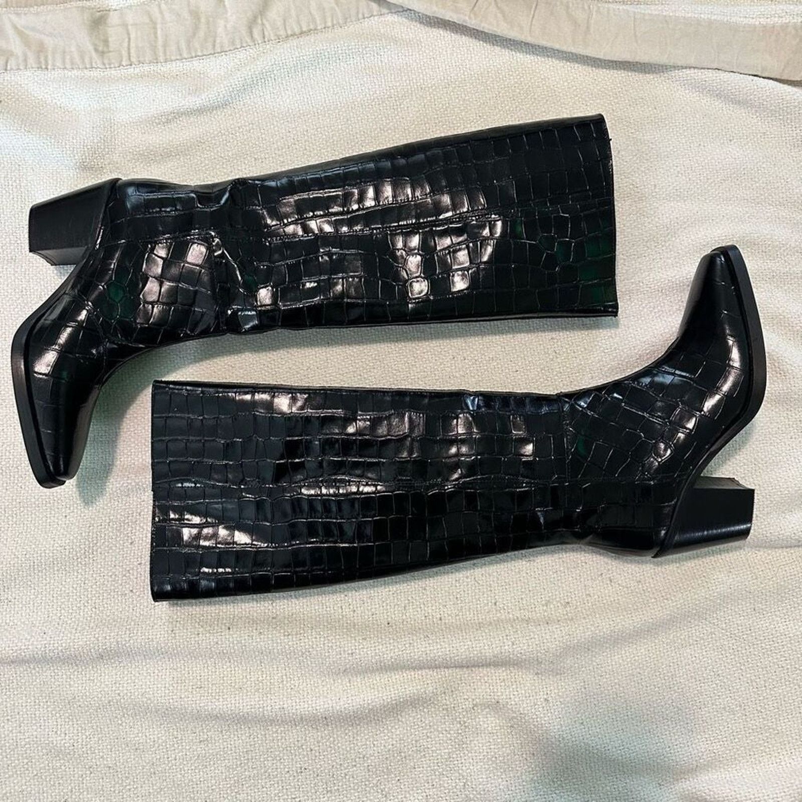 Allsaints AllSaints Cohen Knee-High Boots in Croc Emboss | Sz 39 Size US 8.5 / IT 38.5 - 5 Thumbnail