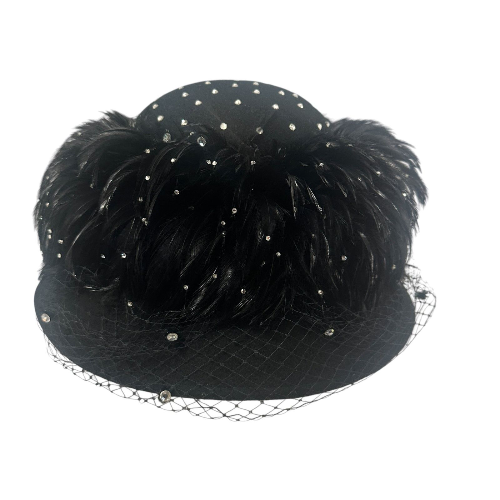 Vintage Vintage 80s Essence Black Feathered Derby Church Hat Size ONE SIZE - 2 Thumbnail