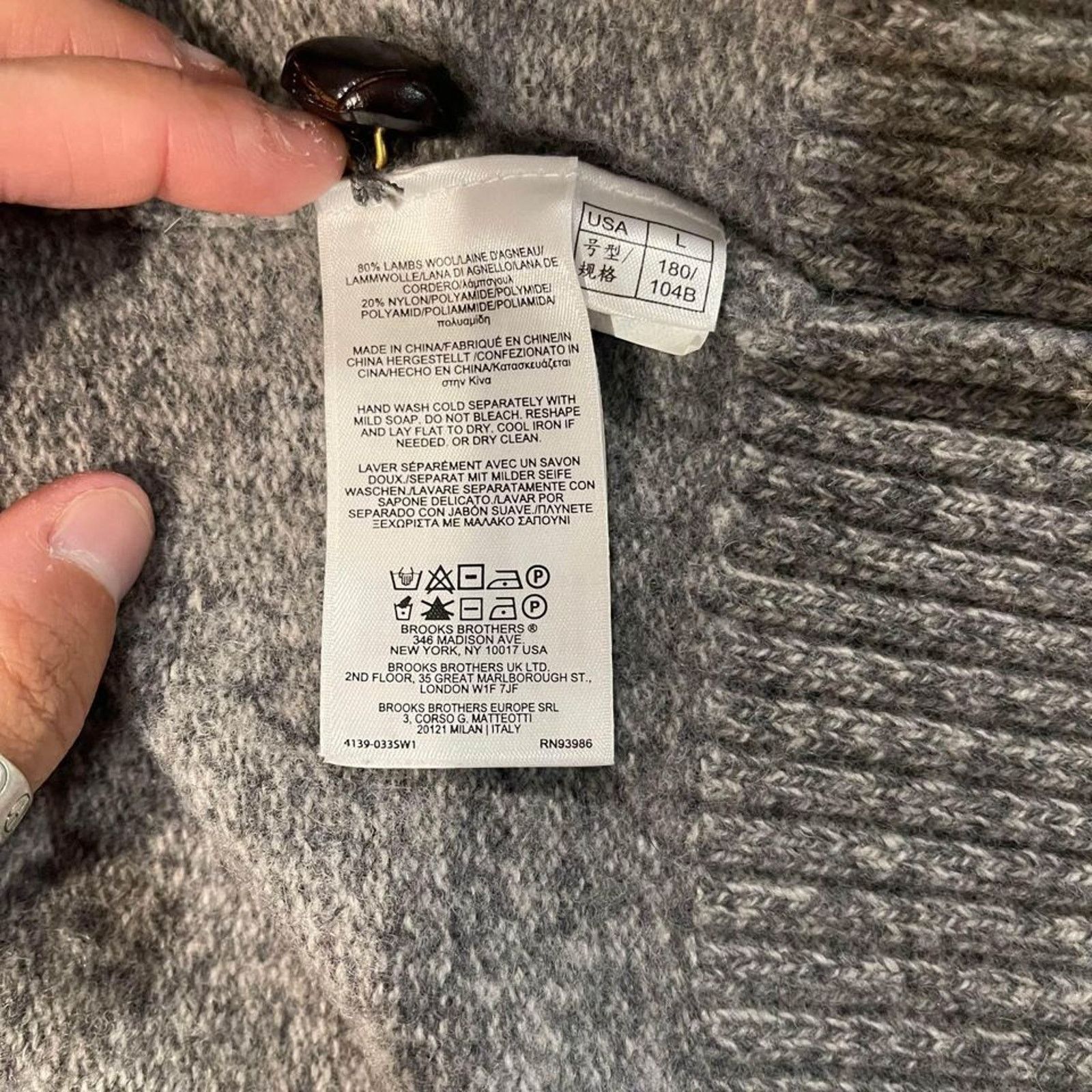 Brooks Brothers Brooks Brothers Cardigan Sweater Mens Large Gray Wool Blend Size US L / EU 52-54 / 3 - 6 Thumbnail