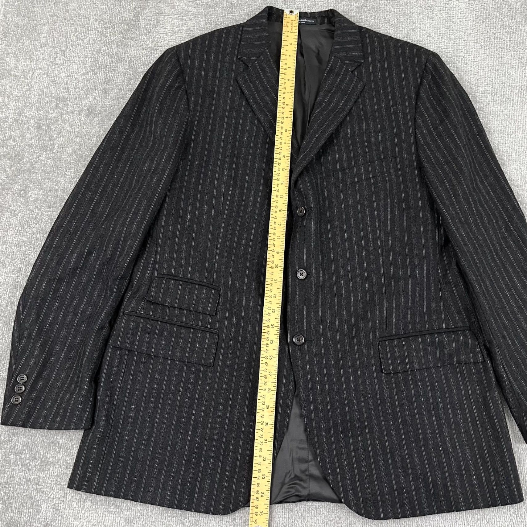 Polo Ralph Lauren Polo Ralph Lauren Blazer Mens 46 L Wool Cashmere Gray Striped Suit Coat Italy Size US XXL / EU 58 / 5 - 4 Thumbnail